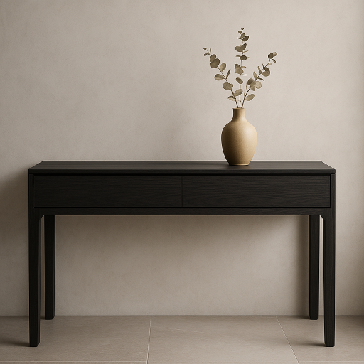 A dark wood Linear Console table in the hallway of a Notting Hill residence.