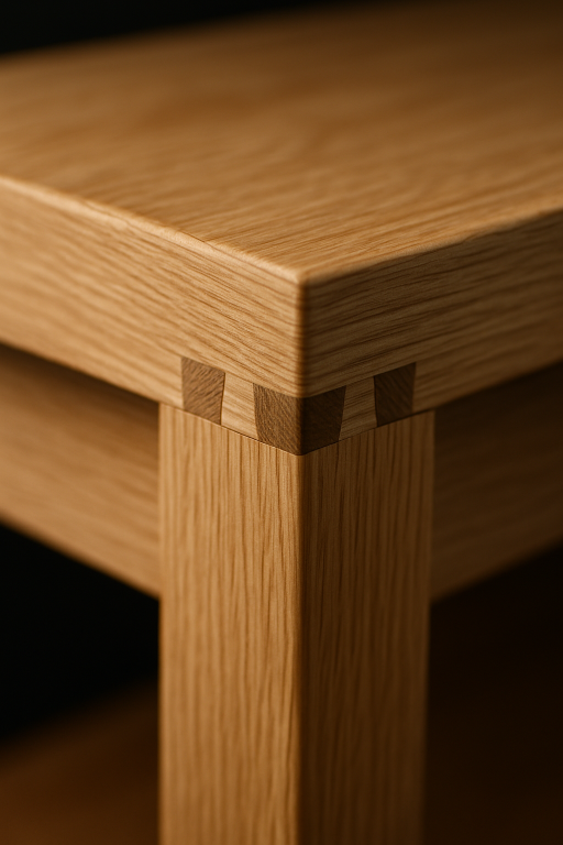 A close up of custom joinery on a cabinet.