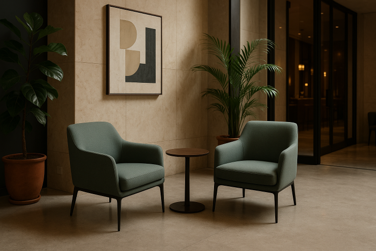 Front view of the Arbor Chair in sage green.